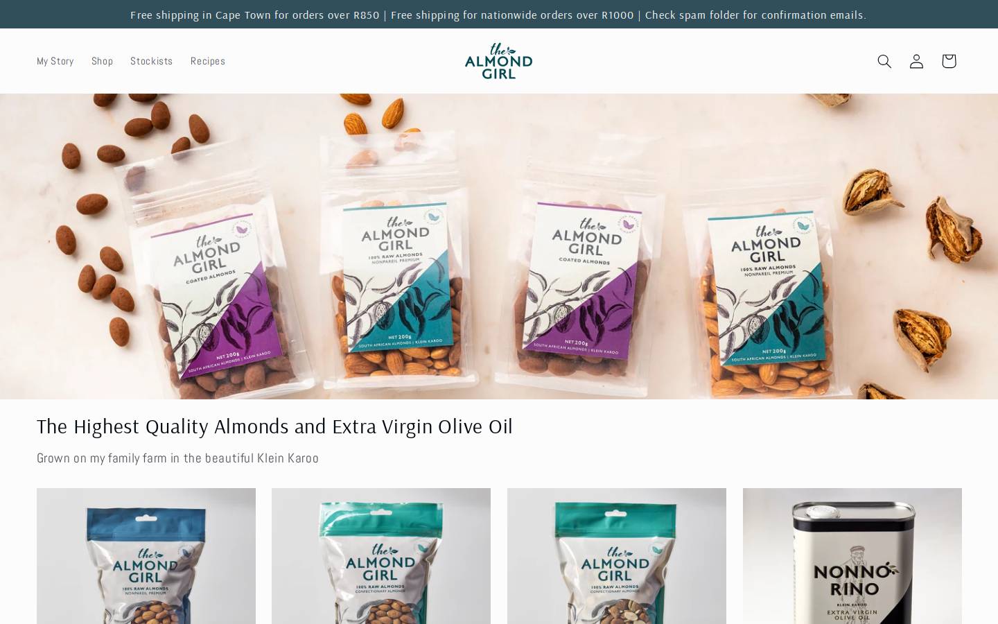 thealmondgirl.co.za homepage screenshot