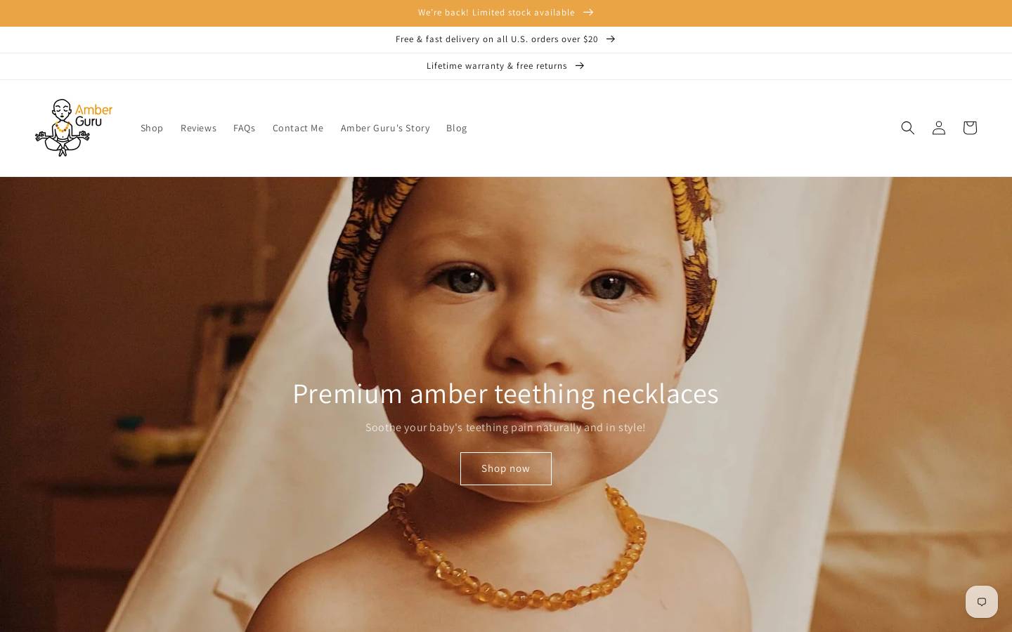 theamberguru.com homepage screenshot