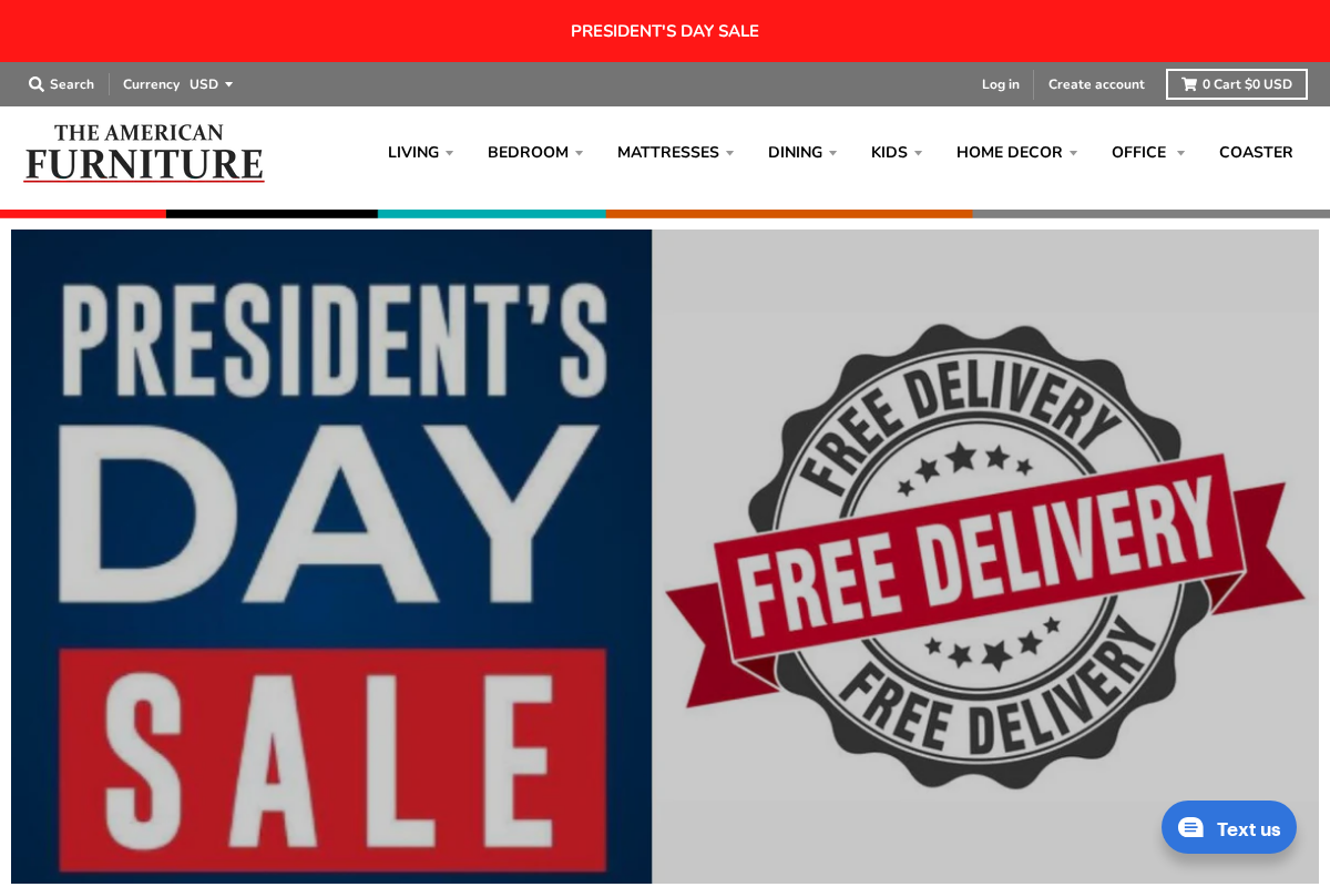 The American Furniture homepage screenshot