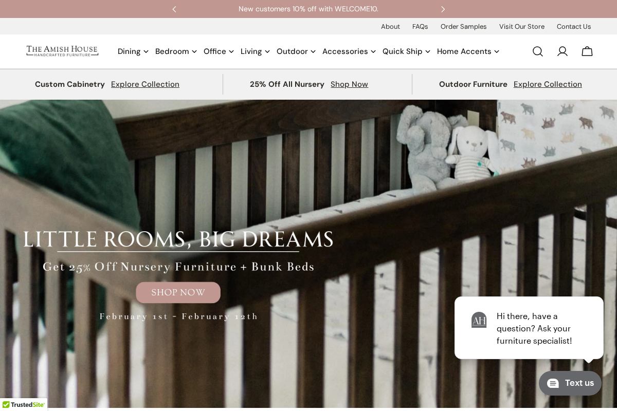 The Amish House homepage screenshot