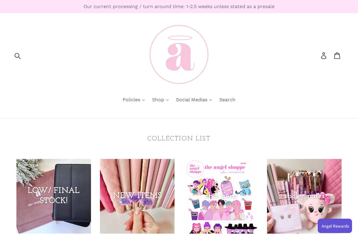 theangelshoppe.com homepage screenshot