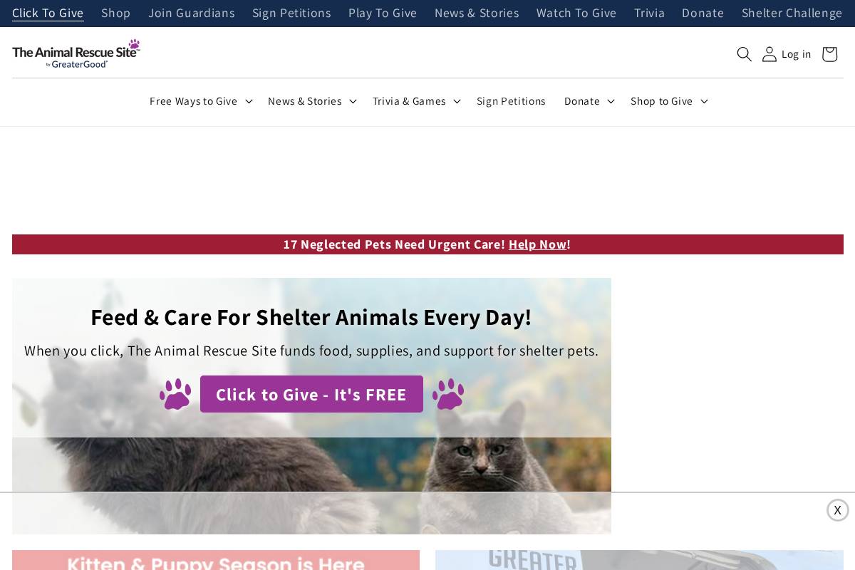 The Animal Rescue Site homepage screenshot