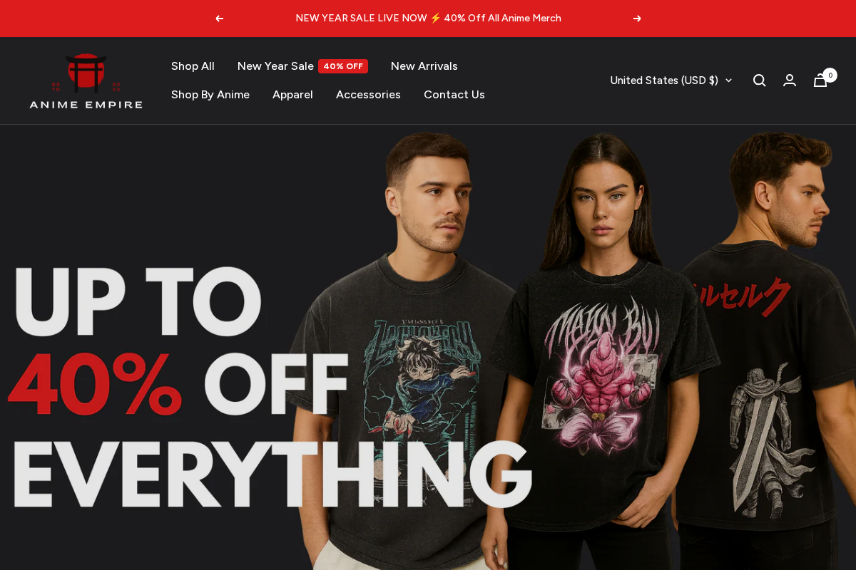 Theanimeempire homepage screenshot