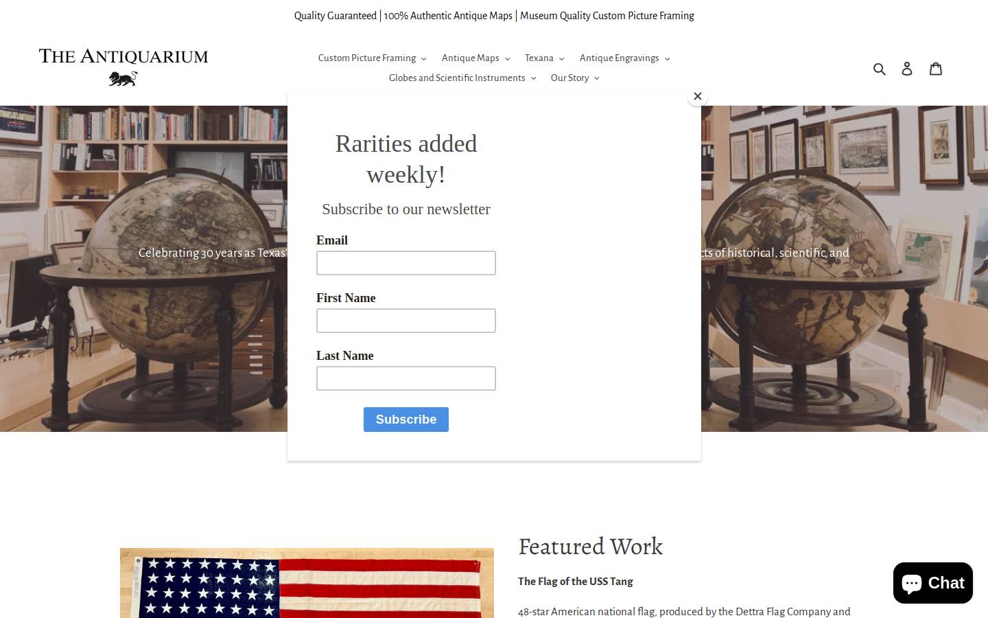 theantiquarium.com homepage screenshot