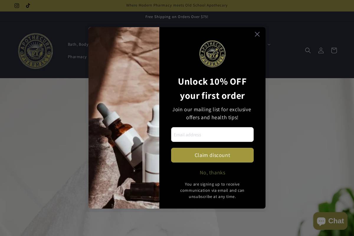 theapothecure.com homepage screenshot