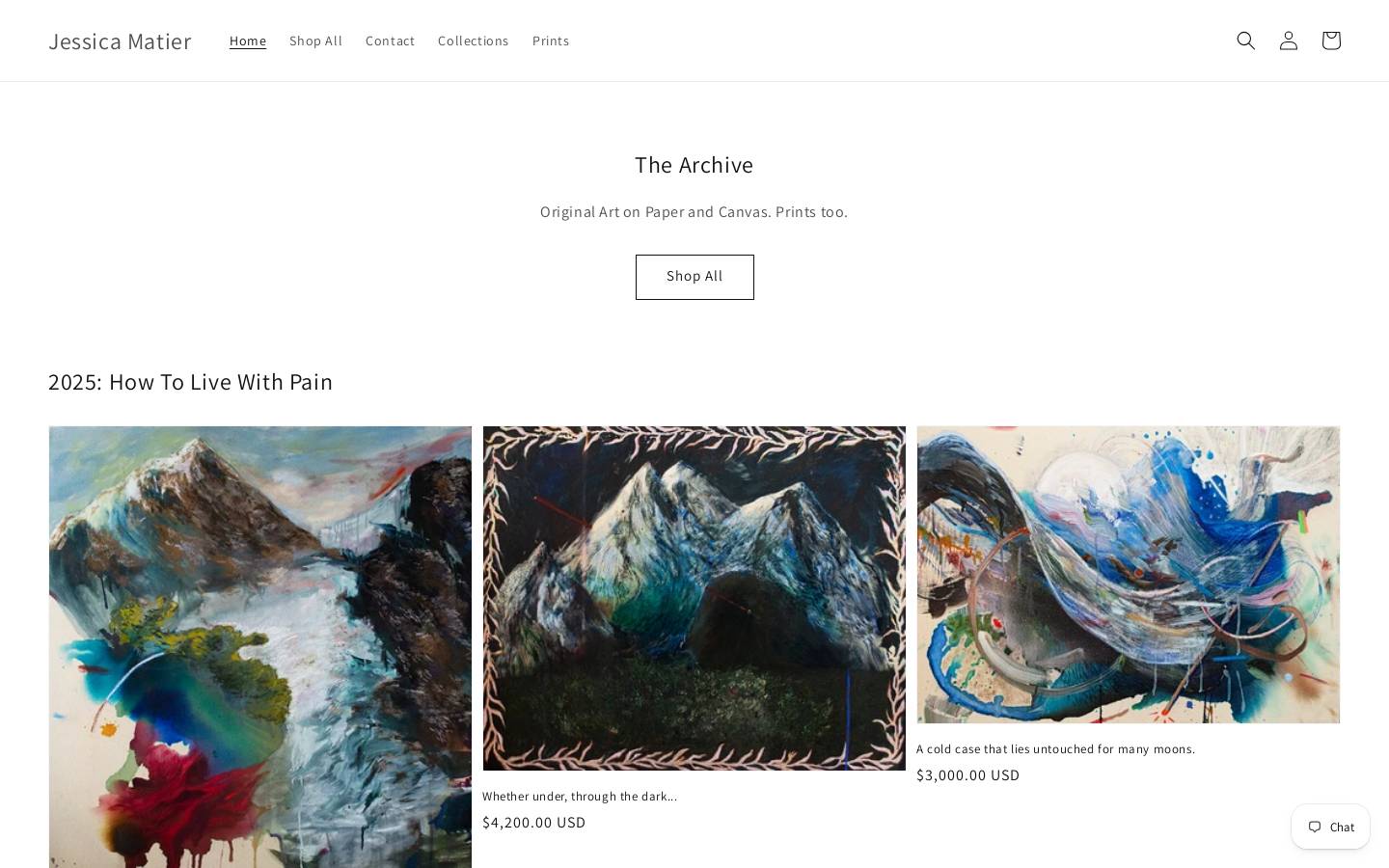 thearchivejessicamatier.com homepage screenshot