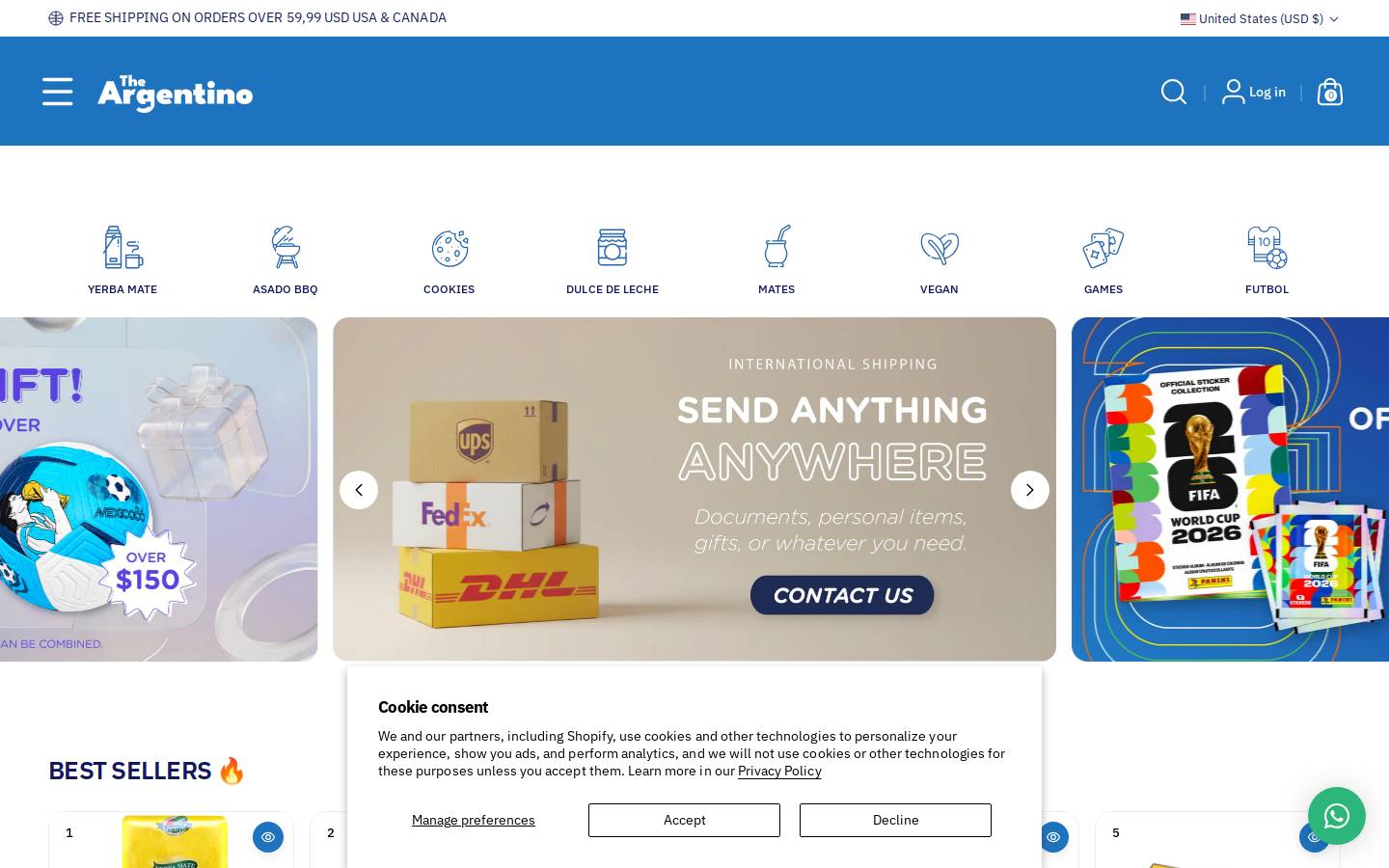 Theargentino homepage screenshot