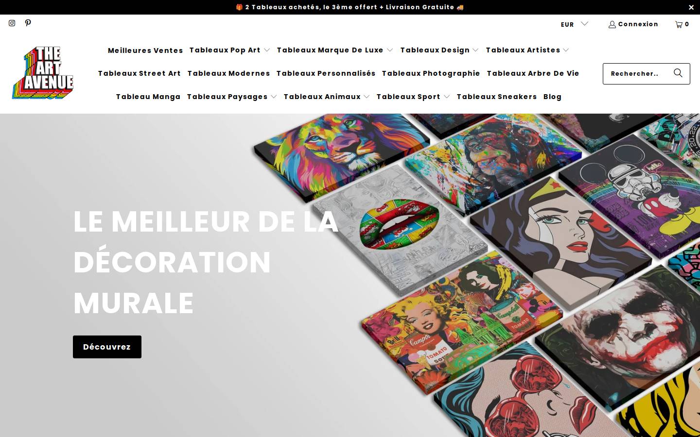 Theartavenueshop homepage screenshot