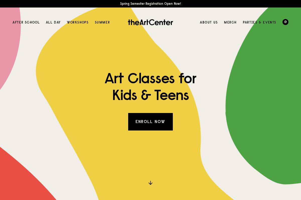 The Art Center homepage screenshot