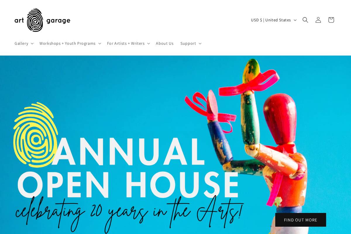 theartgarage.org homepage screenshot