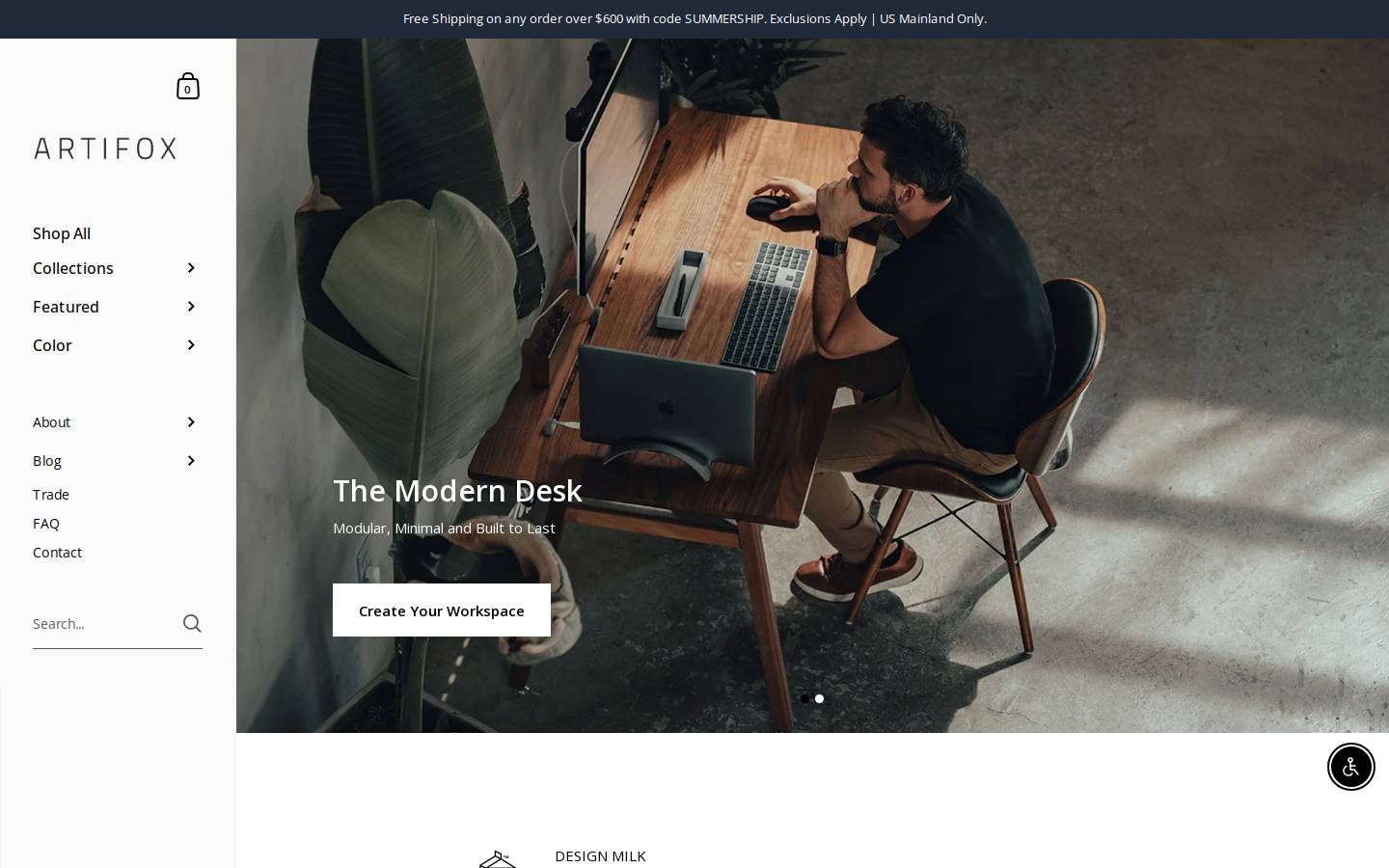 Artifox homepage screenshot