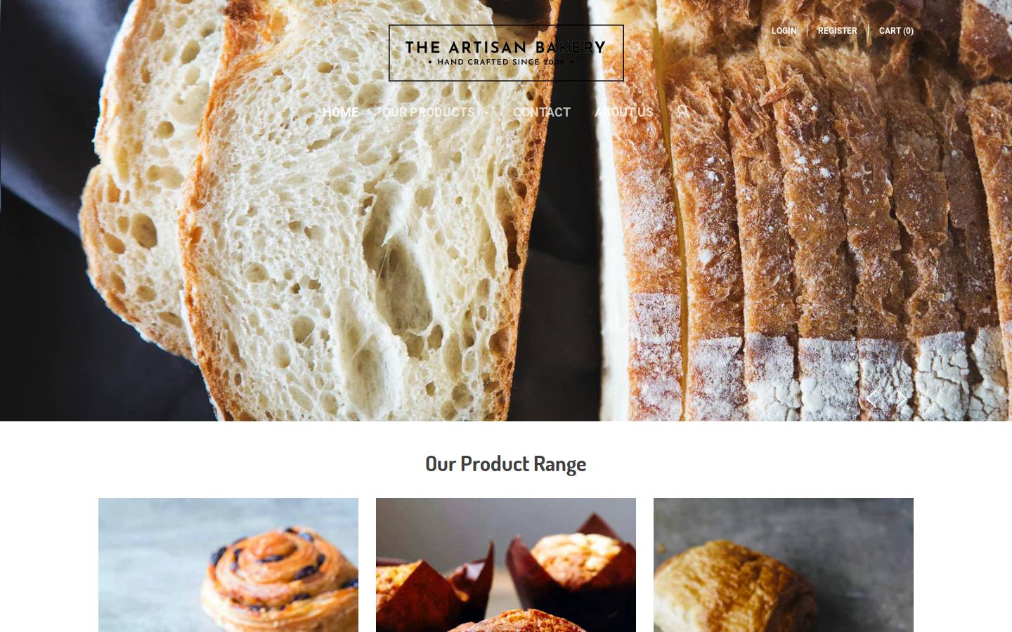 theartisanbakery.com homepage screenshot