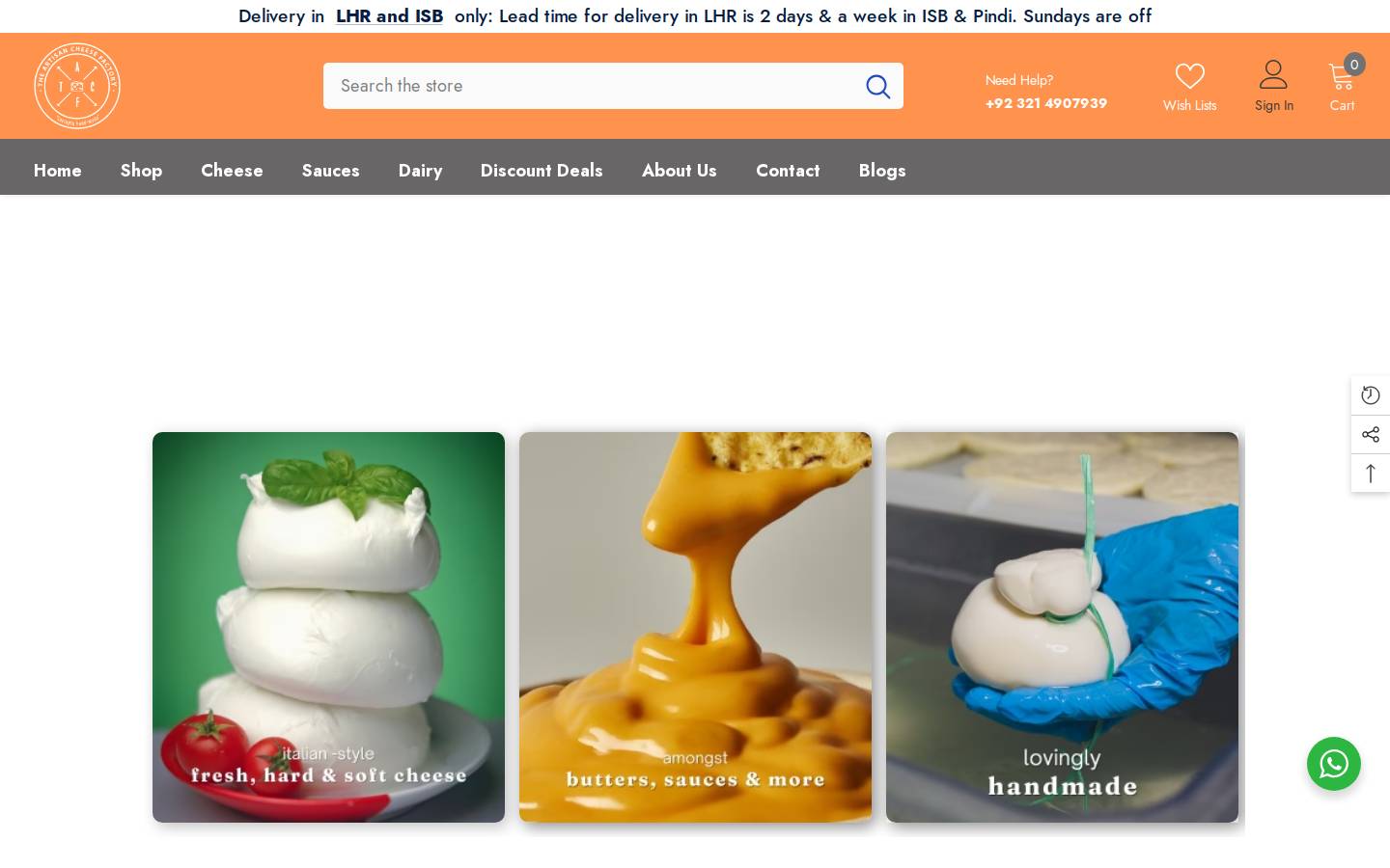 theartisancheesefactory.com homepage screenshot