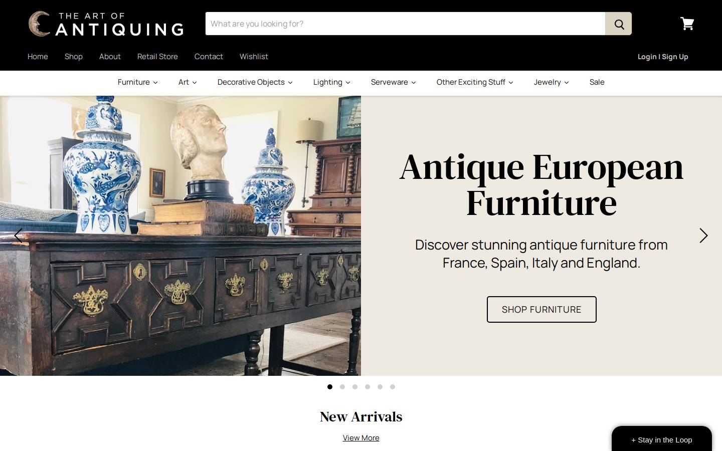theartofantiquing.com homepage screenshot