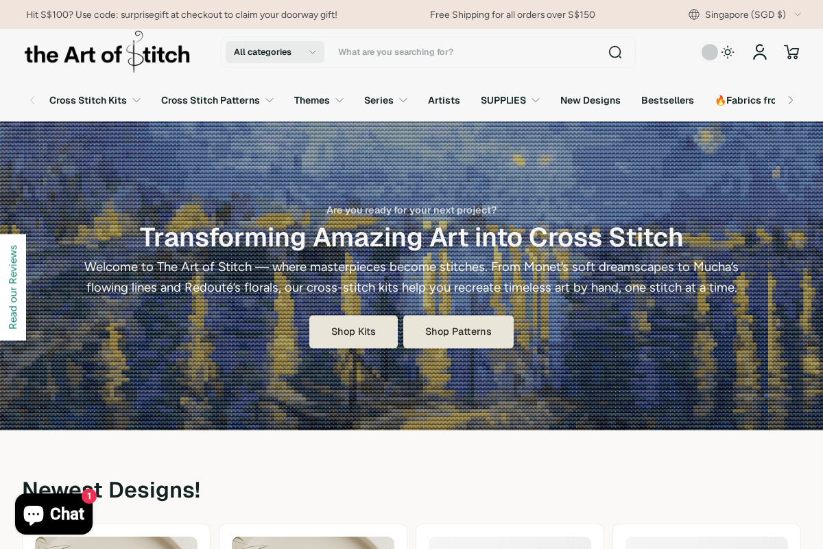 The Art of Cross Stitch homepage screenshot