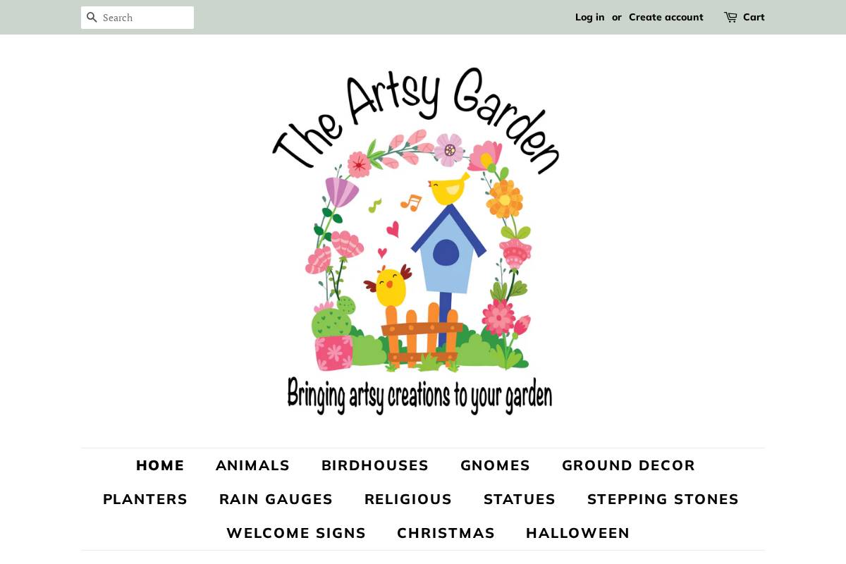 theartsygarden.com homepage screenshot