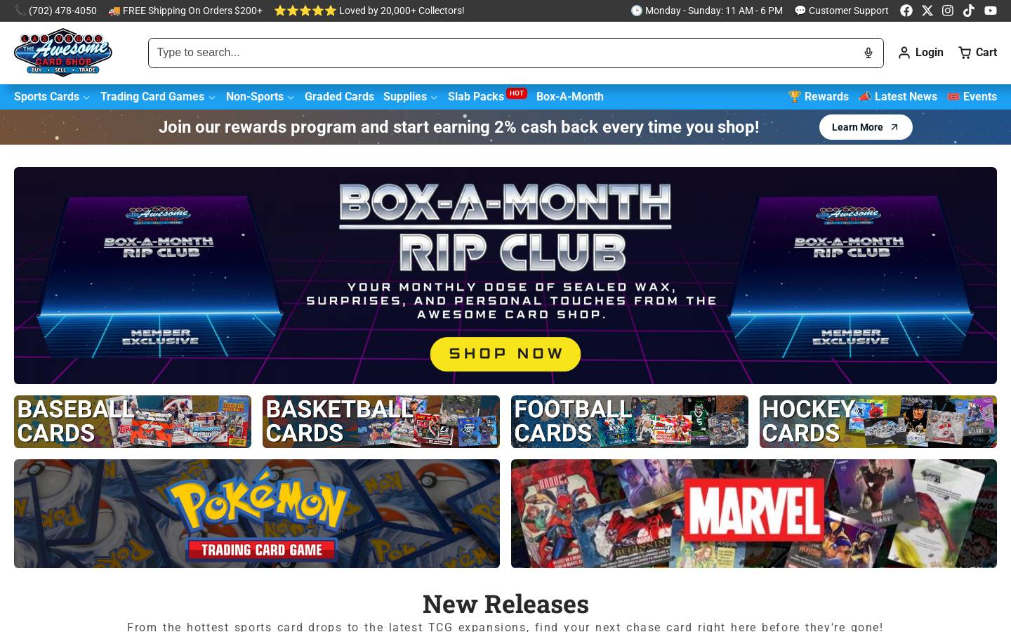 theawesomecardshop.com homepage screenshot
