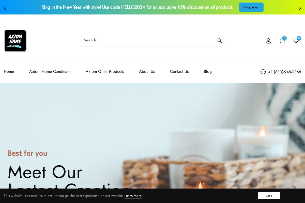 The Axiom shop homepage screenshot