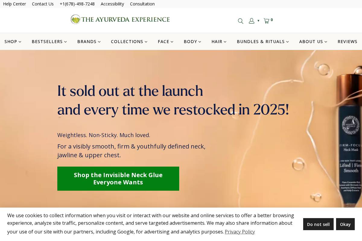 The Ayurveda Experience ES homepage screenshot