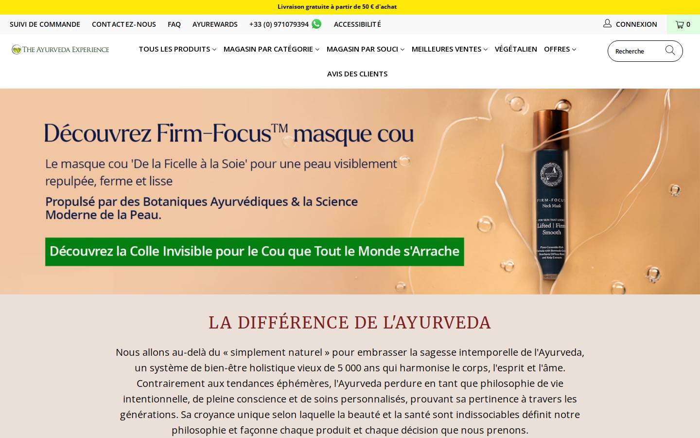 The Ayurveda Experience FR homepage screenshot
