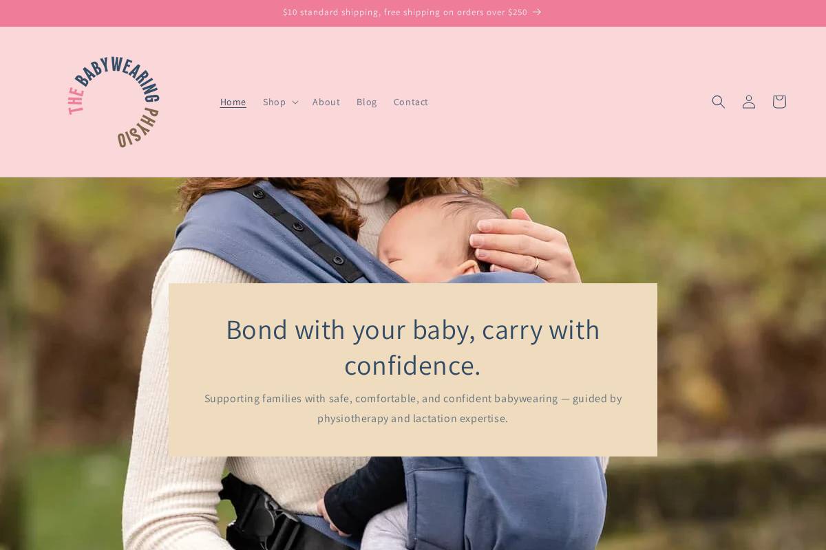 thebabywearingphysio.com homepage screenshot