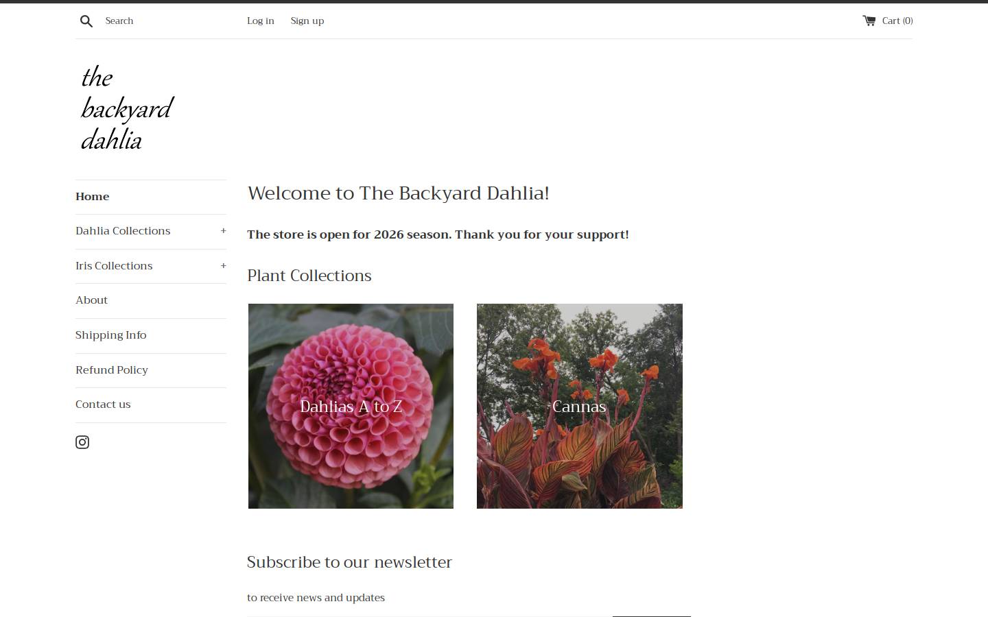 thebackyarddahlia.com homepage screenshot