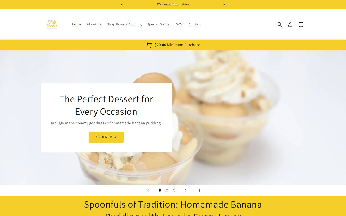 thebananapuddingco.com homepage screenshot