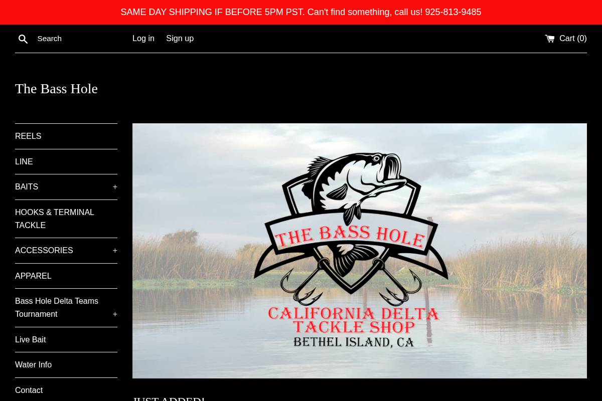 thebassholetackleshop.com homepage screenshot