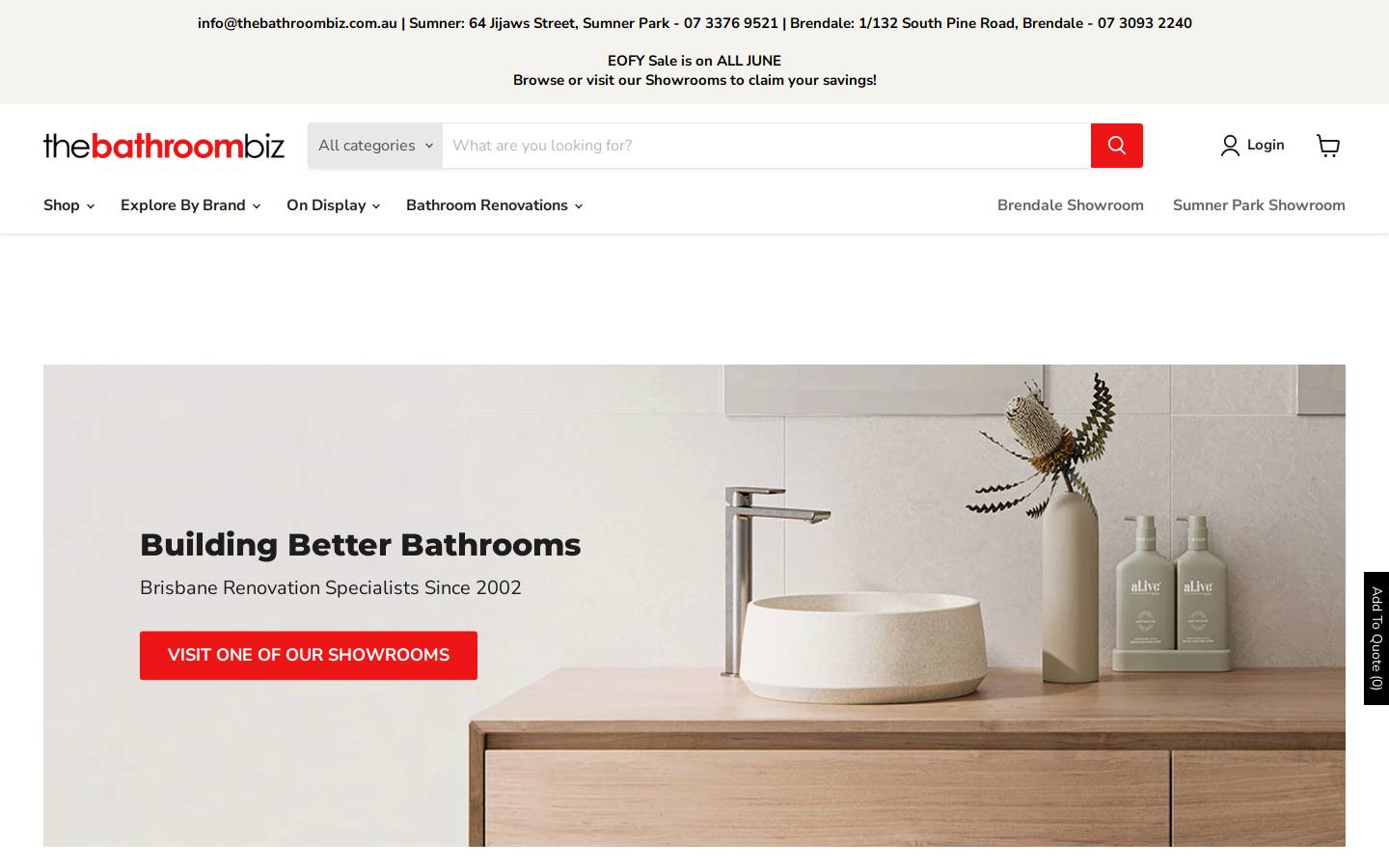 thebathroombiz.com.au homepage screenshot