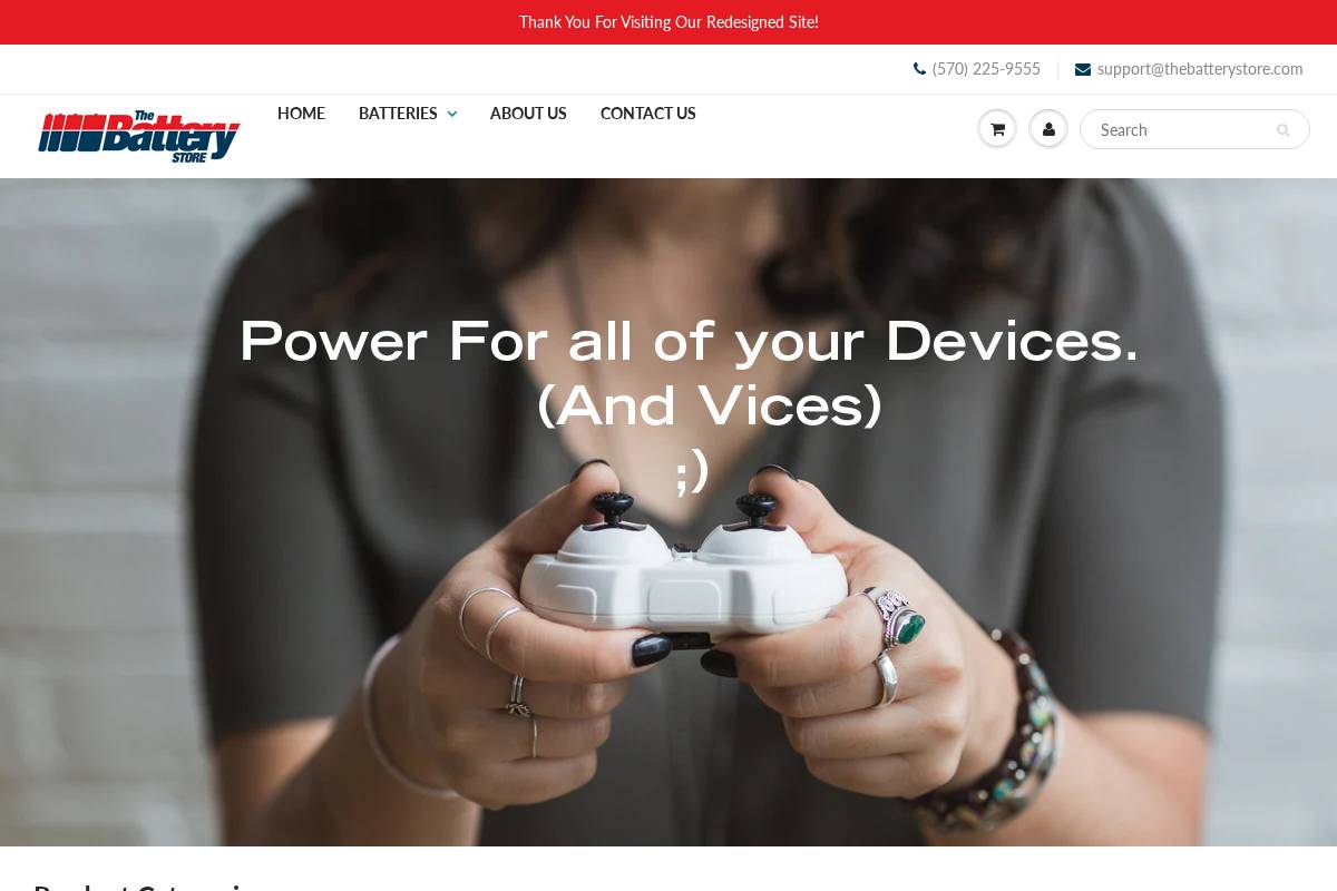 thebatterystore.com homepage screenshot