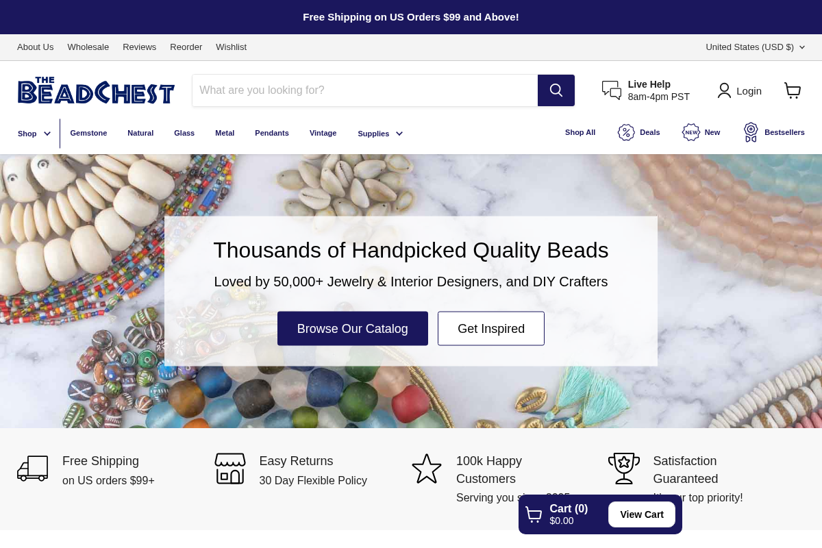 TheBeadChest.com homepage screenshot