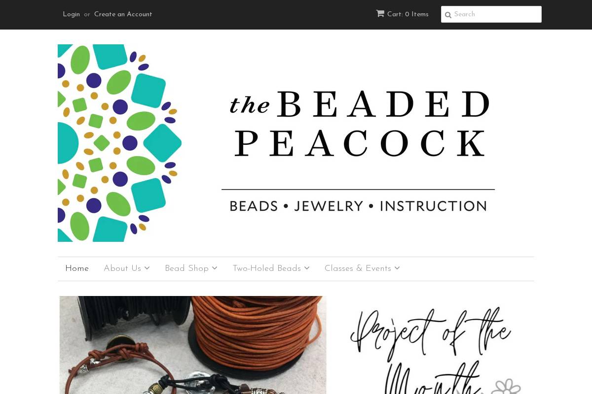 thebeadedpeacock.com homepage screenshot