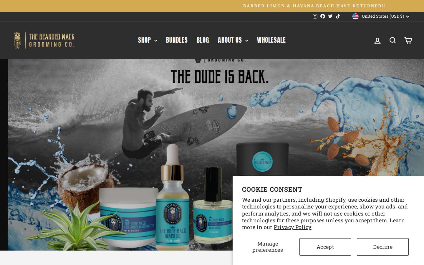 thebeardedmackgroomingco.com homepage screenshot
