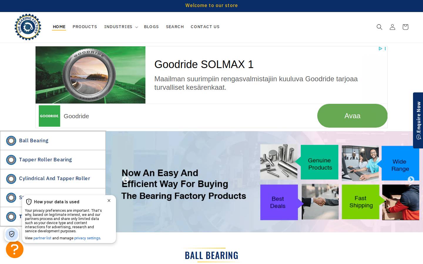 thebearingfactory.in homepage screenshot