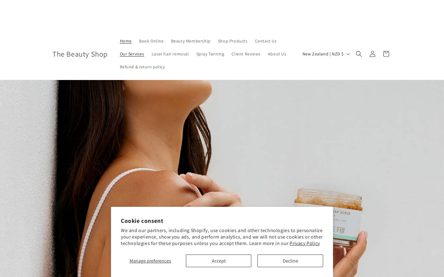 thebeautyshop.co.nz homepage screenshot