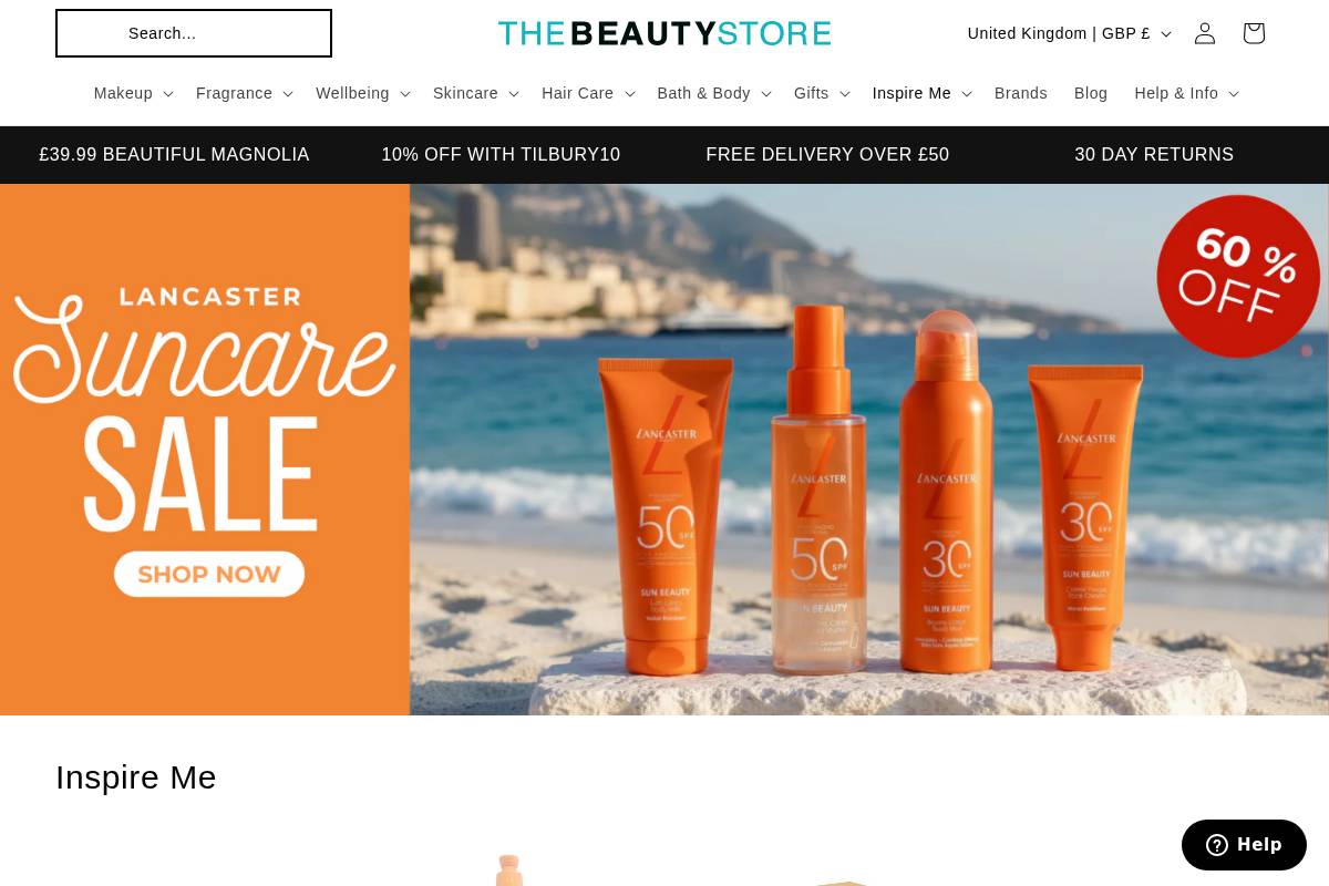 The Beauty Store homepage screenshot