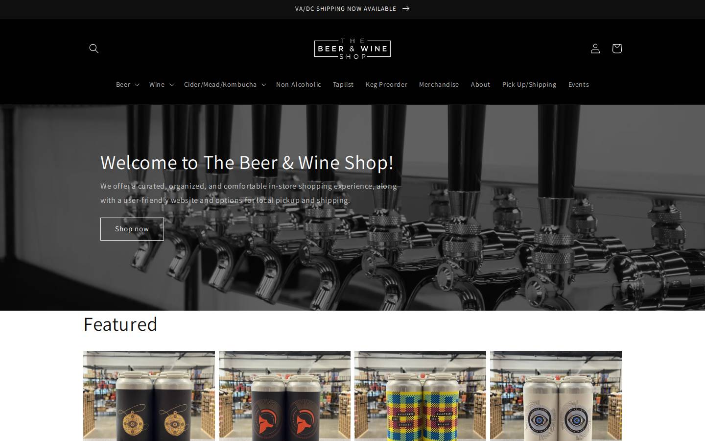 thebeerandwineshop.com homepage screenshot