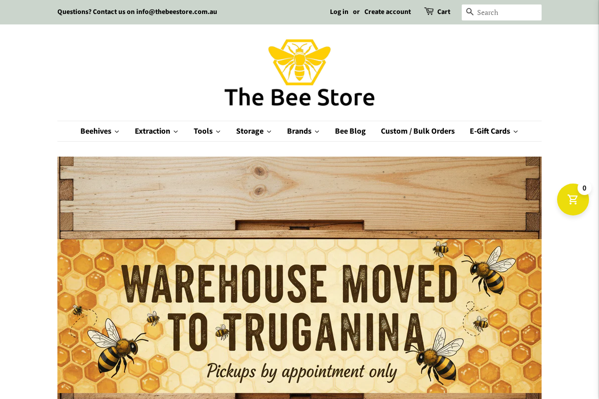 The Bee Store homepage screenshot