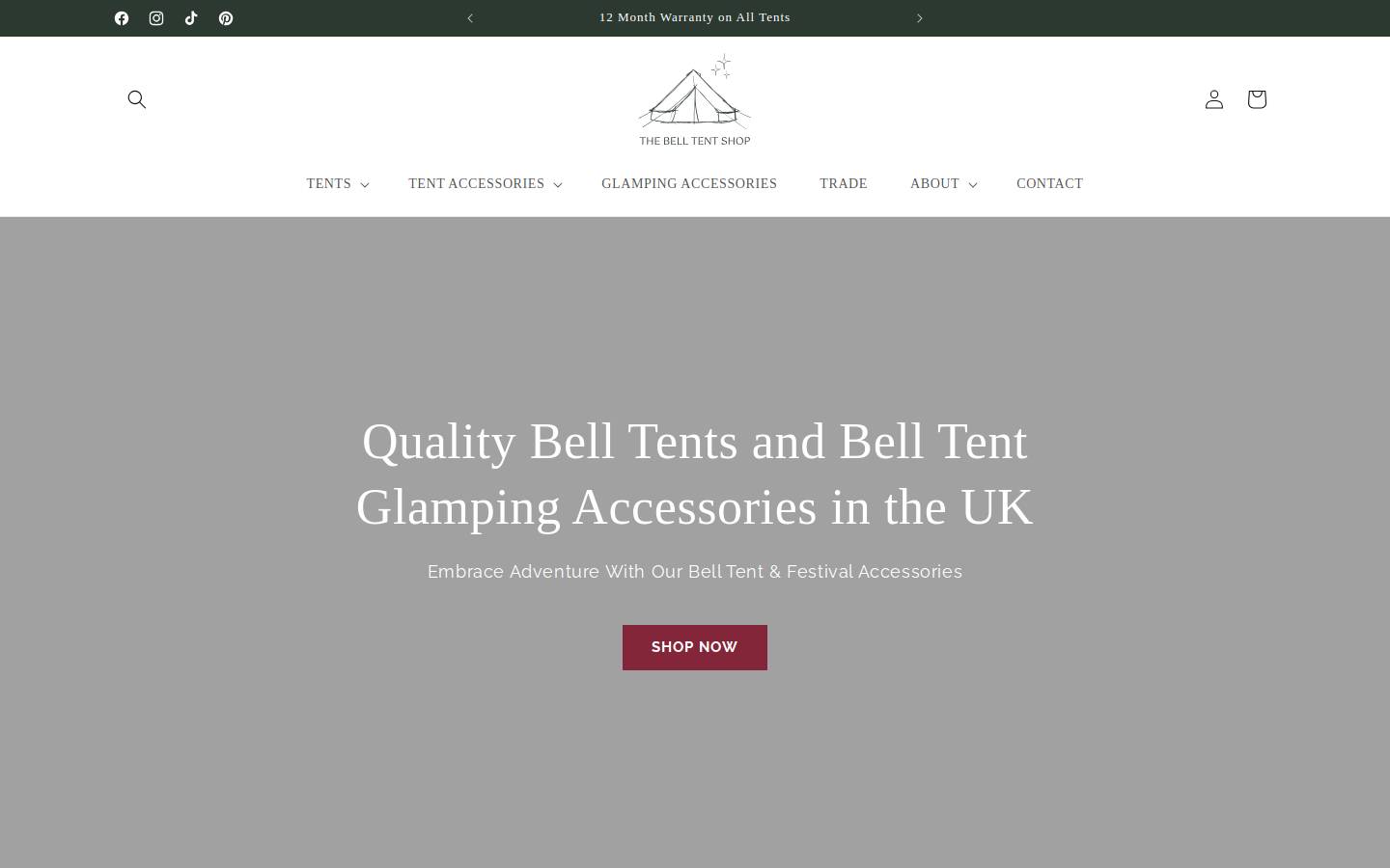 thebelltentshop.co.uk homepage screenshot