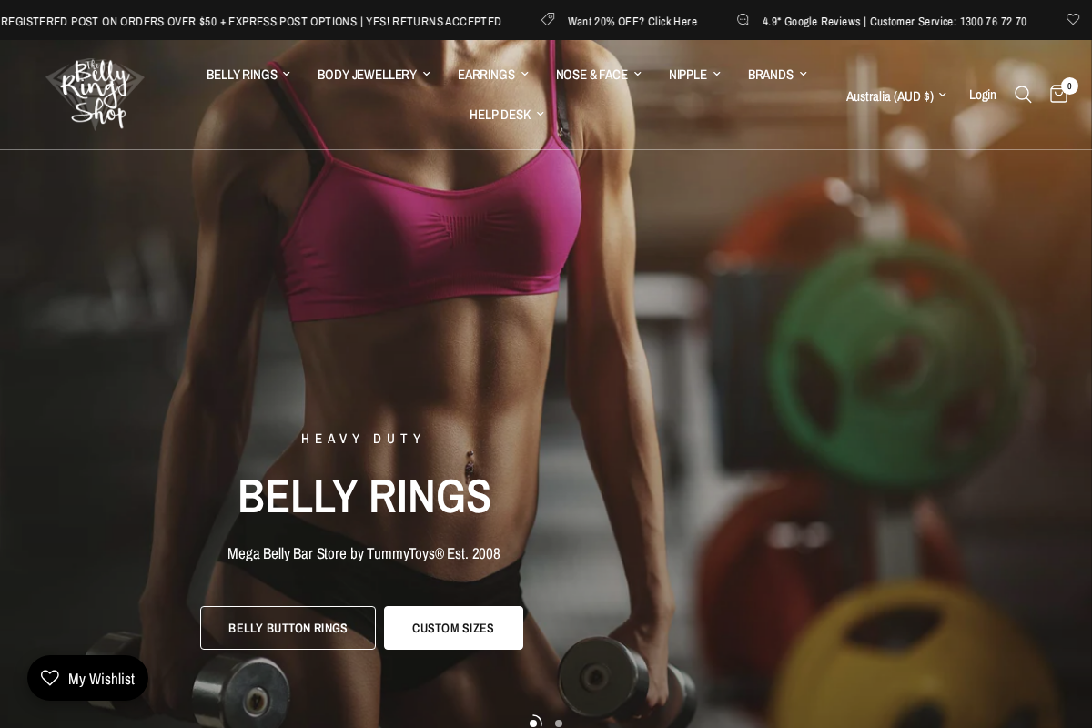 The Belly Ring Shop homepage screenshot