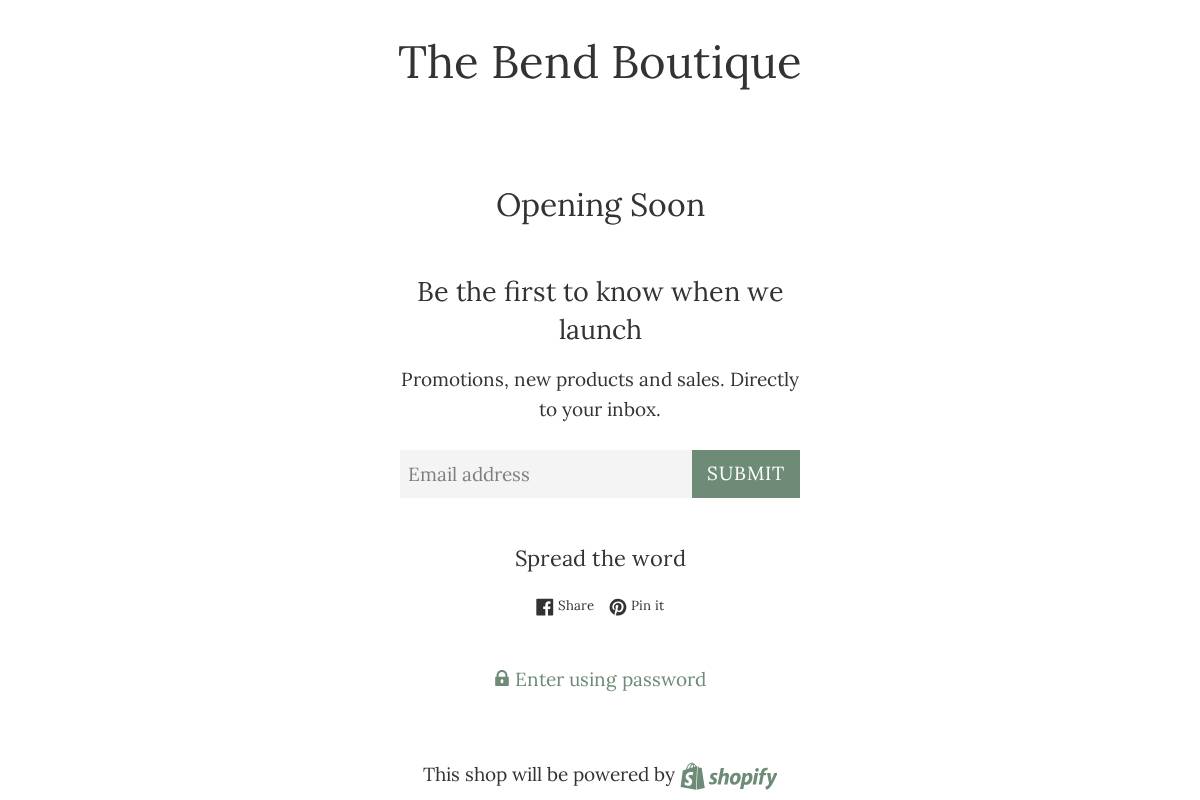 thebendboutique.com homepage screenshot