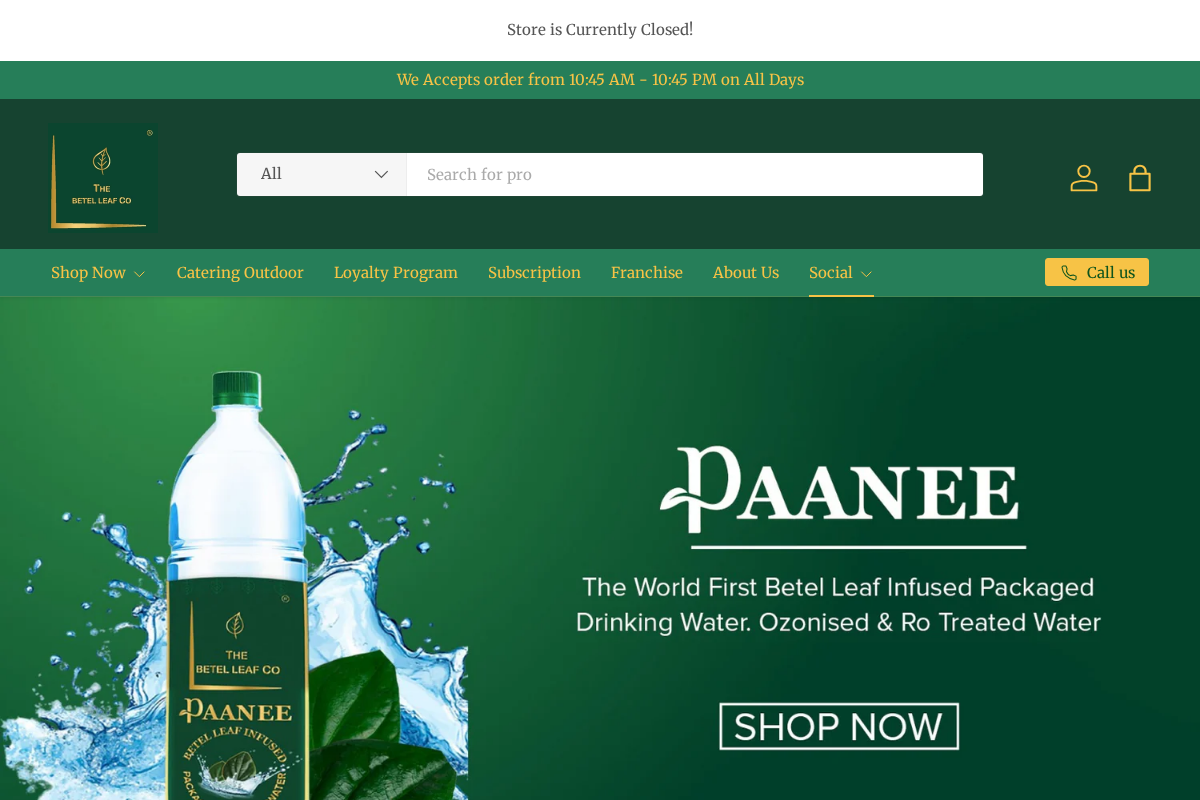 The Betel Leaf Co homepage screenshot