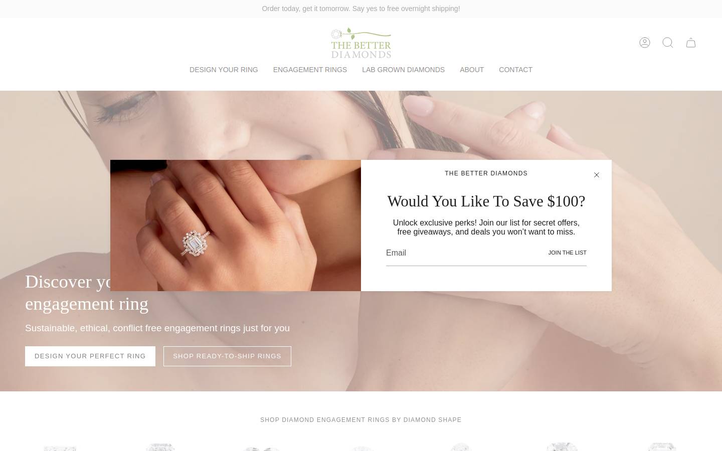 thebetterdiamonds.com homepage screenshot