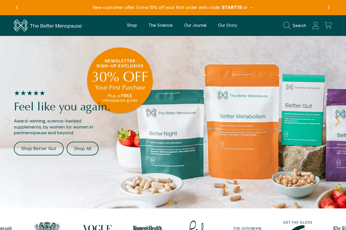 The Better Menopause homepage screenshot