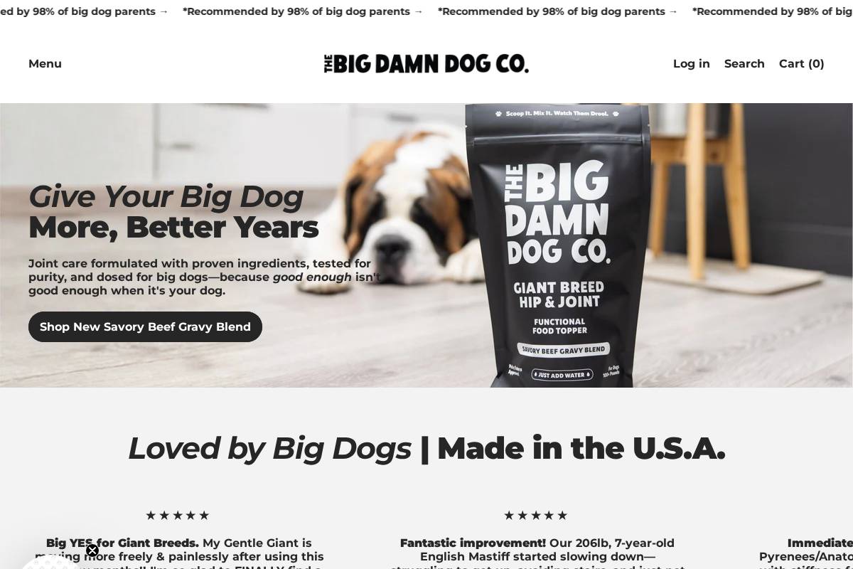 thebigdamndogco.com homepage screenshot
