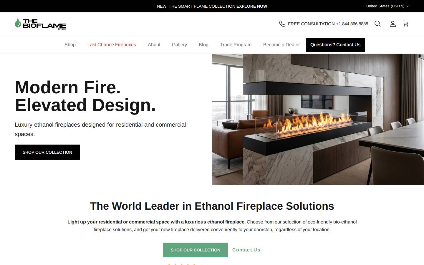 The Bio Flame homepage screenshot