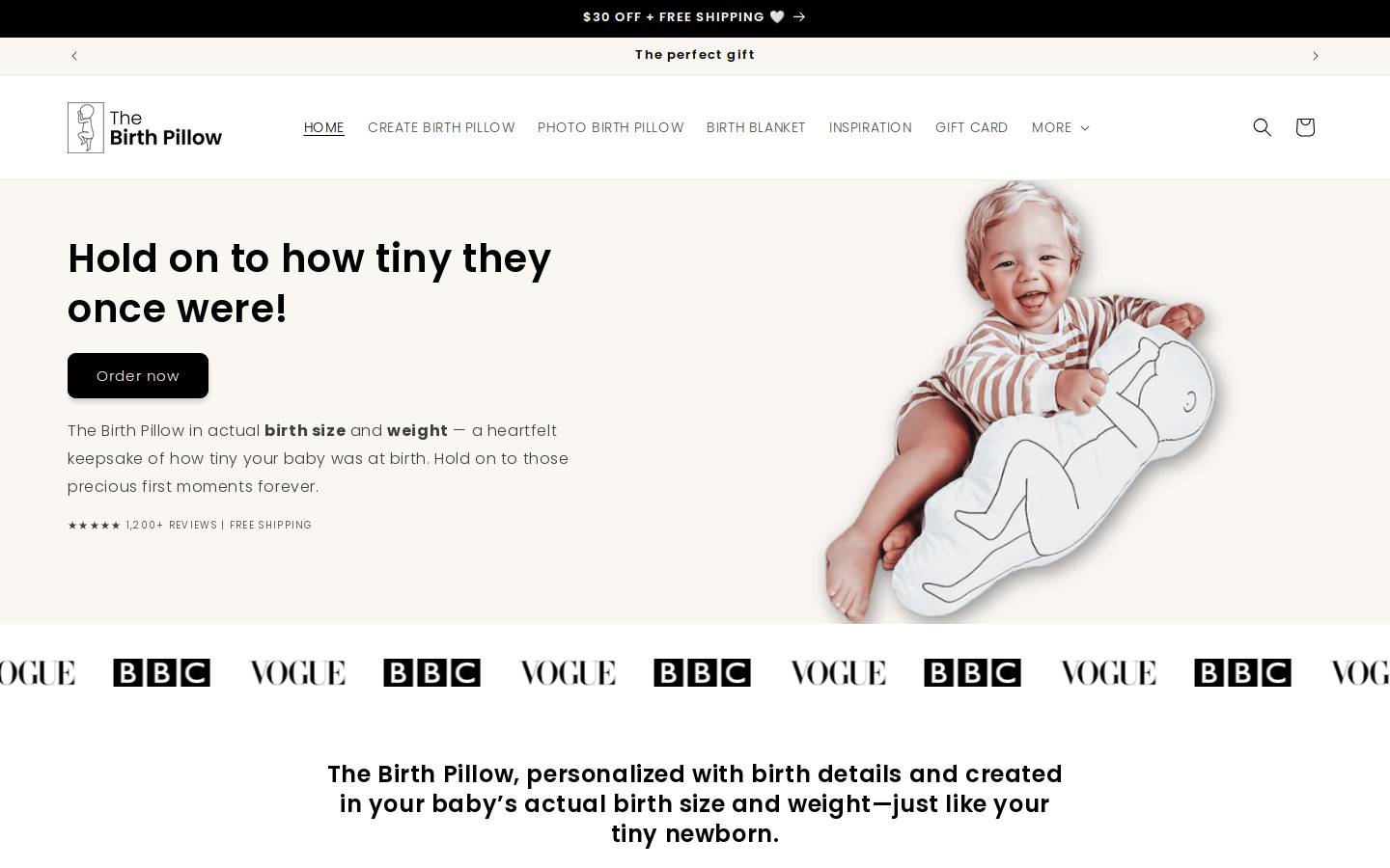 thebirthpillow.com homepage screenshot