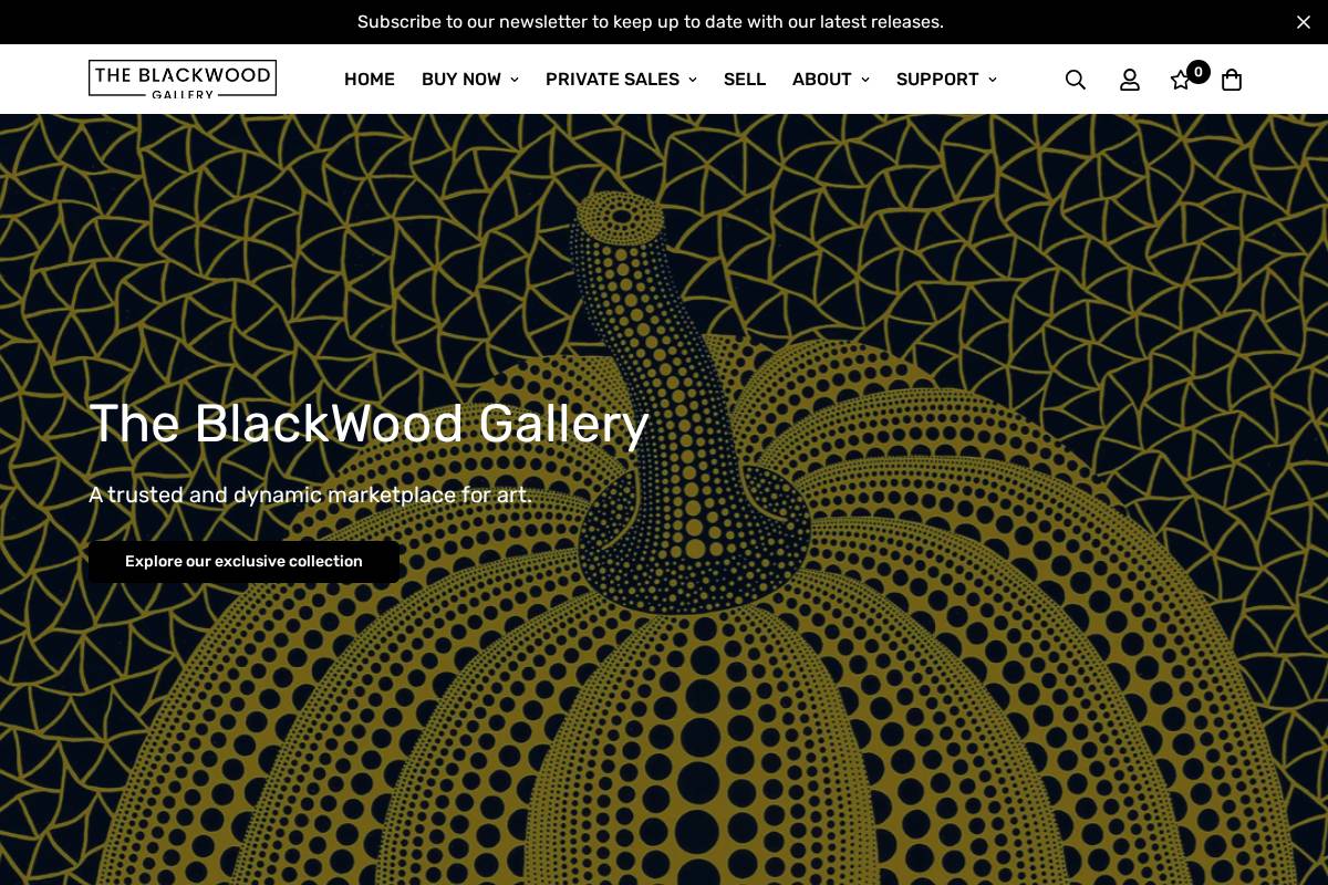 theblackwoodgallery.com homepage screenshot