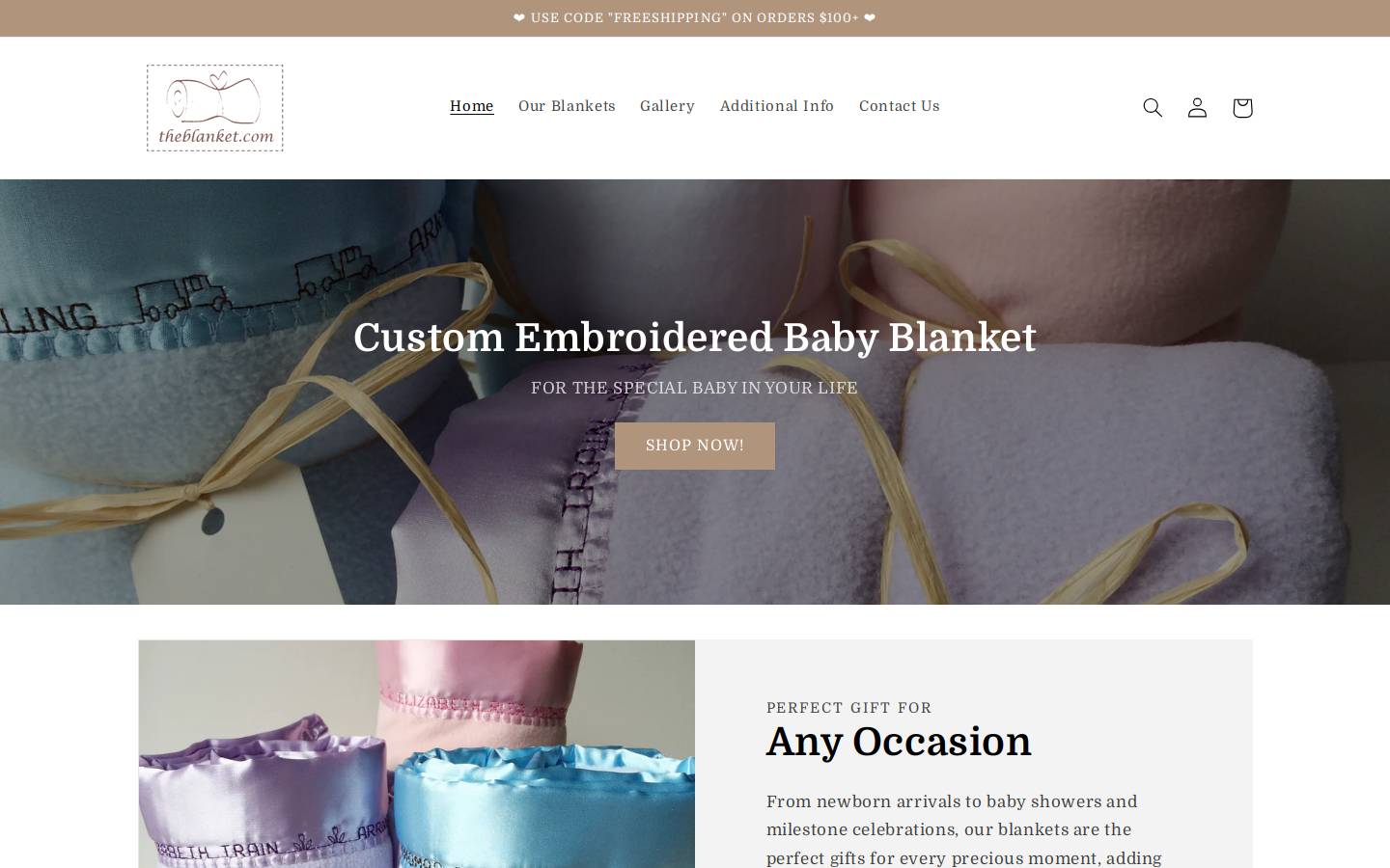 theblanket.com homepage screenshot