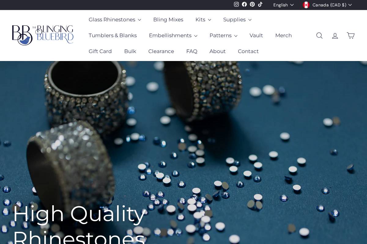 theblingingbluebird.com homepage screenshot